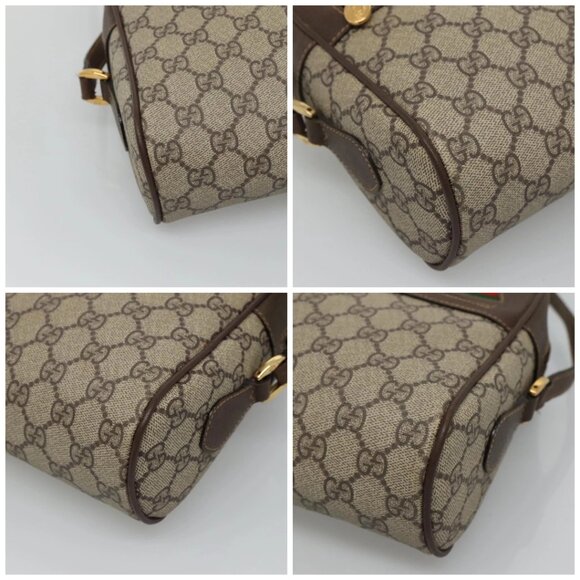 GUCCI GG Supreme Web Sherry Line Bag PVC Beige 4023 001 56 6472 Auth ep7946 - Picture 15 of 16